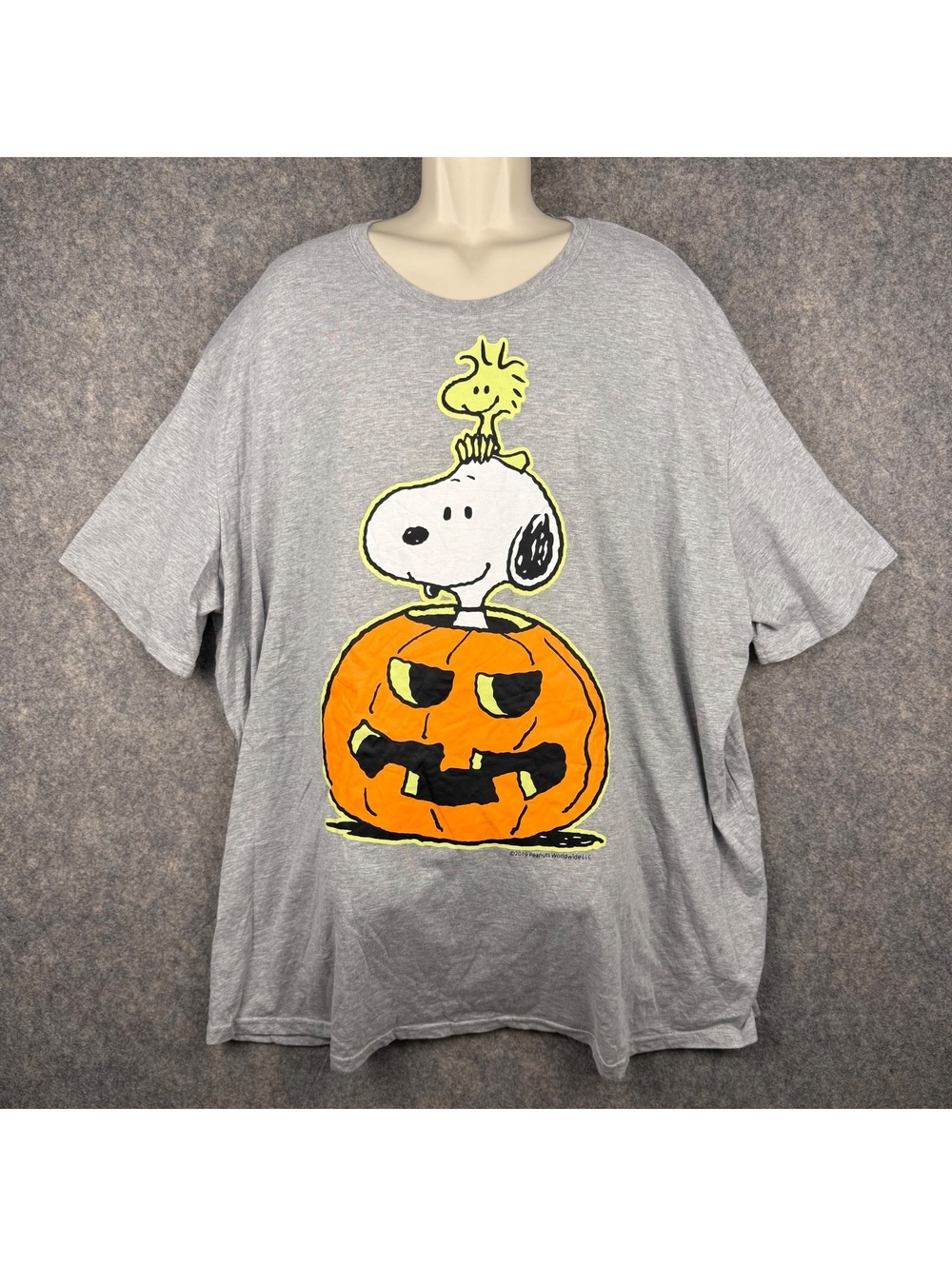 Peanuts Snoopy Woodstock Halloween T Shirt Pumpkin Gray Orange Size 4XB 243